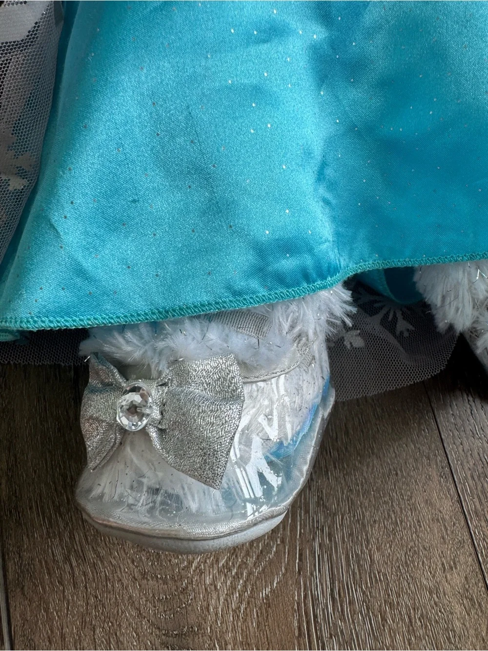 Build A Bear Elsa Plush White Bear in Turquoise Sequin Dress and Shoes